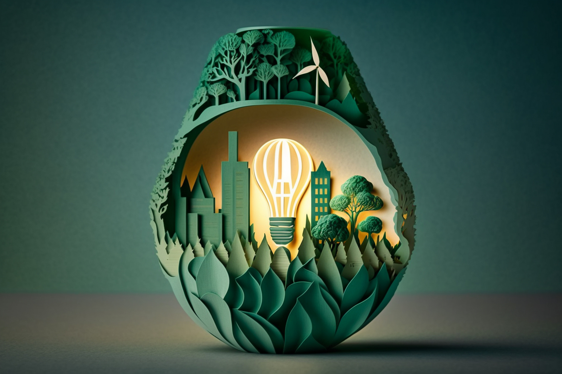 a paper sculpture of a light bulb inside of an egg
